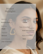 Gold and Silver Geometric Hoop Earrings | Sculptural Tubular Statement