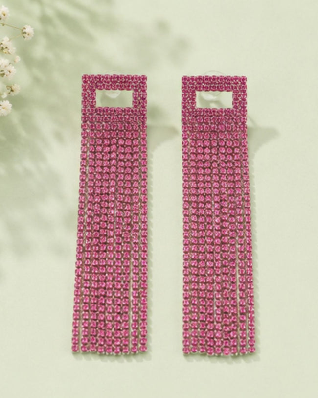 Pink Statement Rhinestone Danglers Main Image