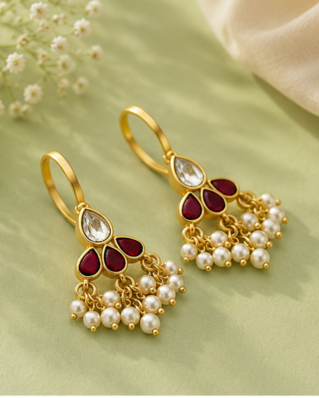 Bugadi Style Kundan & Pearl Ear Cuffs | Traditional & Festive Jewellery Cubic Zirconia Alloy Cuff Earring