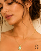 Aurelia Emerald Cut Pendant Necklace | 18K Gold Plated Crystal Pendant Necklace