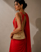 GlamBam Beaded Handbag | Gold & Silver Party Wear Statement Shoulder Bag
