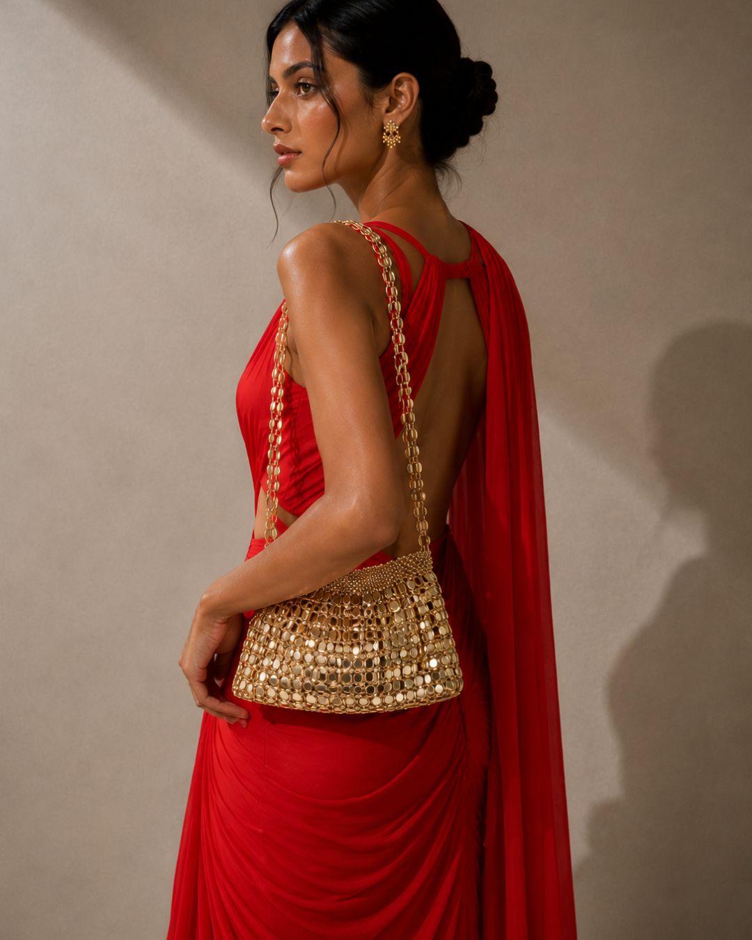 GlamBam Beaded Handbag | Gold & Silver Party Wear Statement Shoulder Bag
