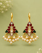 Heritage Kundan & Pearl Bugadi Style Ear Cuffs | Traditional & Festive Jewellery Cubic Zirconia Alloy Drops & Danglers