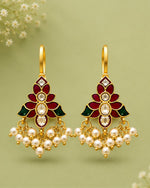 Heritage Kundan & Pearl Bugadi Style Ear Cuffs | Traditional & Festive Jewellery Cubic Zirconia Alloy Drops & Danglers