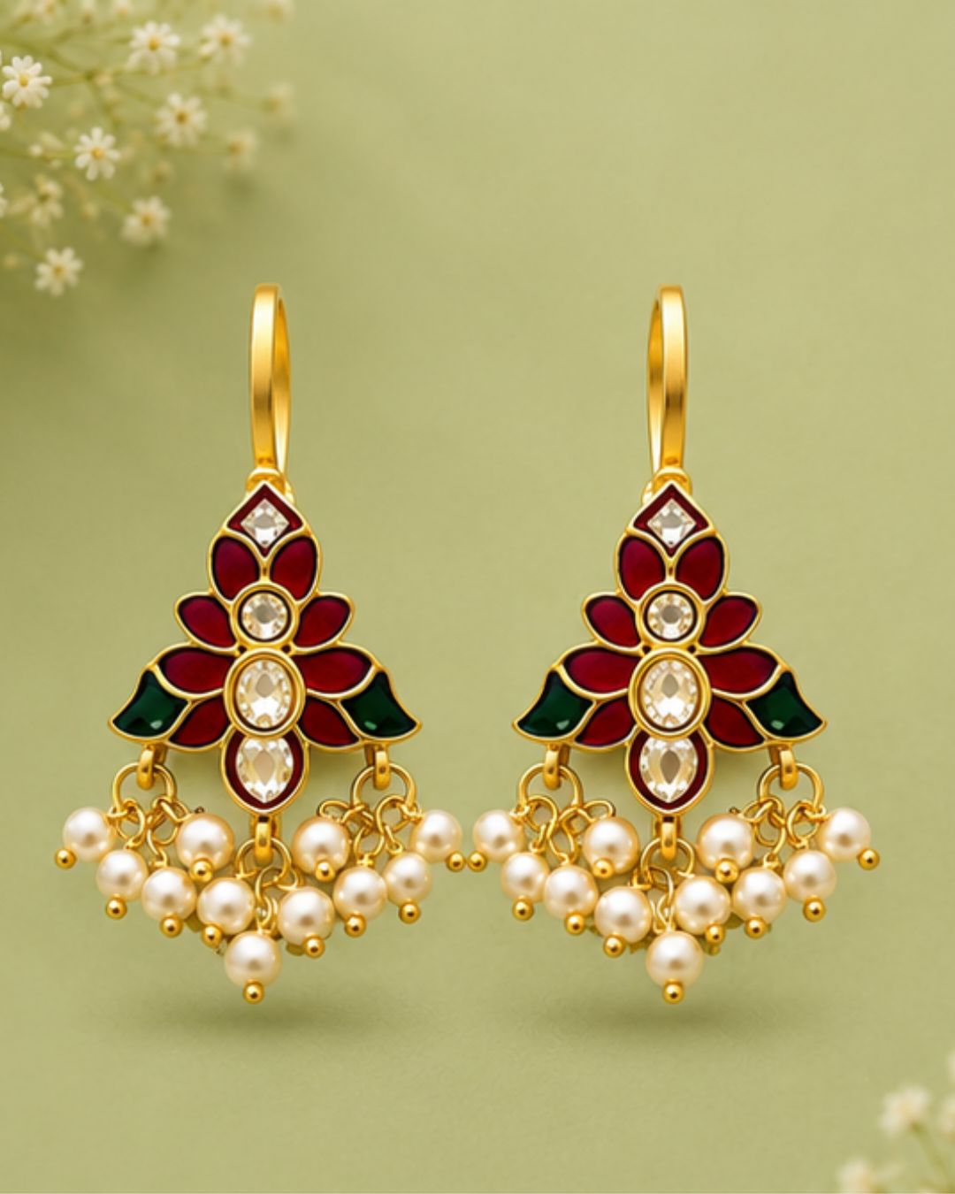 Heritage Kundan & Pearl Bugadi Style Ear Cuffs | Traditional & Festive Jewellery Cubic Zirconia Alloy Drops & Danglers