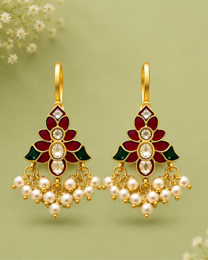 Heritage Kundan & Pearl Bugadi Style Ear Cuffs | Traditional & Festive Jewellery Cubic Zirconia Alloy Drops & Danglers