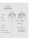 Padma Lotus Ear Cuff Earrings with Kundan, Pearl Drops & Sui Dhaaga Design | 18K Gold Plated