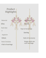 Padma Lotus Ear Cuff Earrings with Kundan, Pearl Drops & Sui Dhaaga Design | 18K Gold Plated