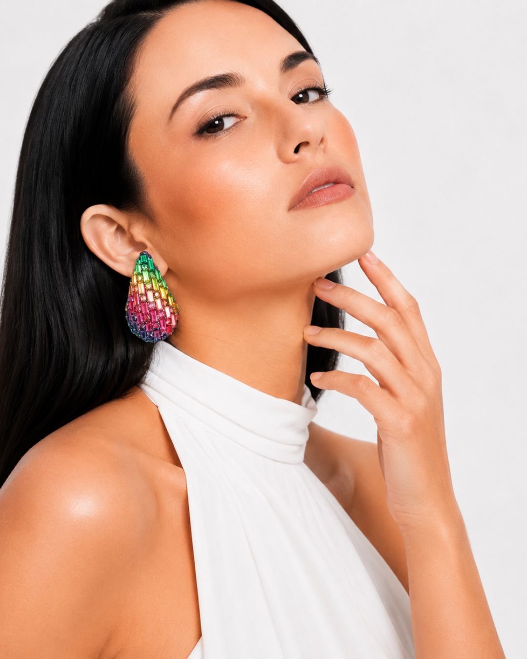 Aurora Teardrop Statement Earrings | Hand-Beaded Crystal Drop Earrings