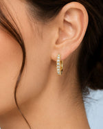 White Green Red Stone Huggie Earrings in 925 Sterling Silver | Minimal Luxe 18K Gold Plated Hoops