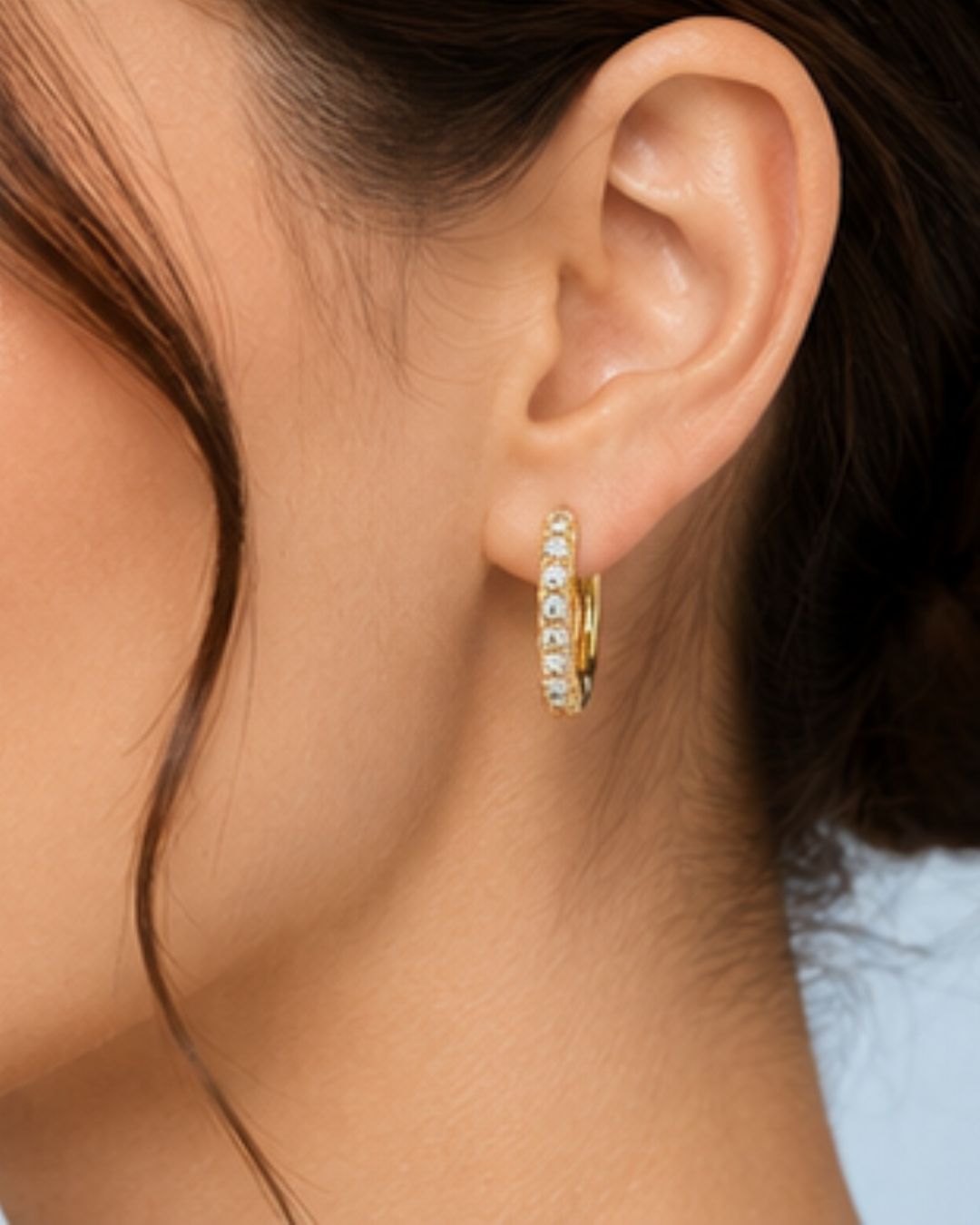 White Green Red Stone Huggie Earrings in 925 Sterling Silver | Minimal Luxe 18K Gold Plated Hoops