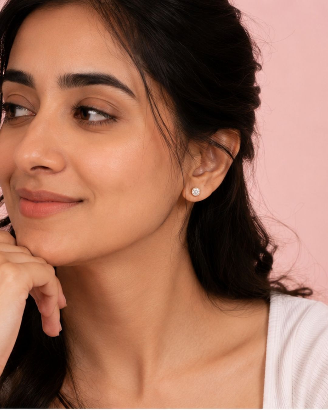 Celeste Halo Solitaire Stud Earrings | Gold-Plated CZ Studs