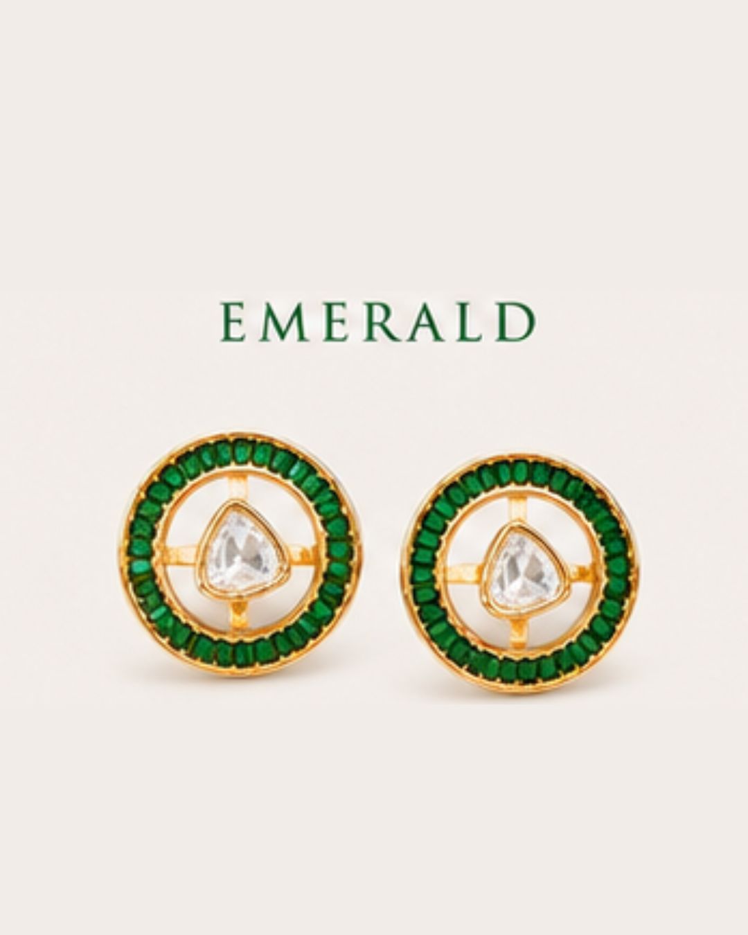 Aarini Convertible Kundan Stud Earrings | Ruby, Emerald & Clear