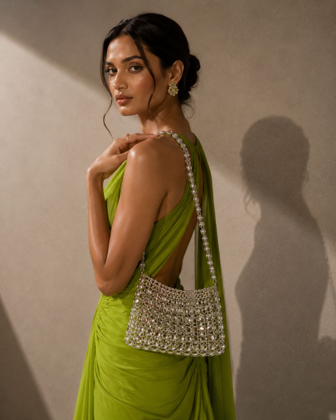GlamBam Beaded Handbag | Gold & Silver Party Wear Statement Shoulder Bag