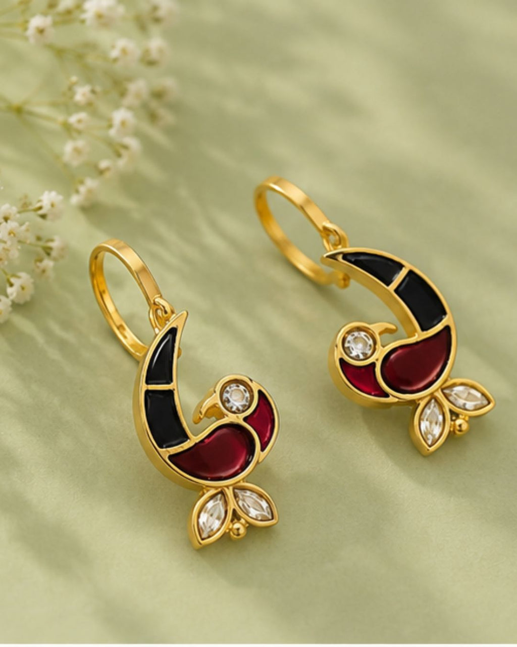 Mayura Enamel Bird Ear Cuff | Minimal Traditional & Festive Jewellery