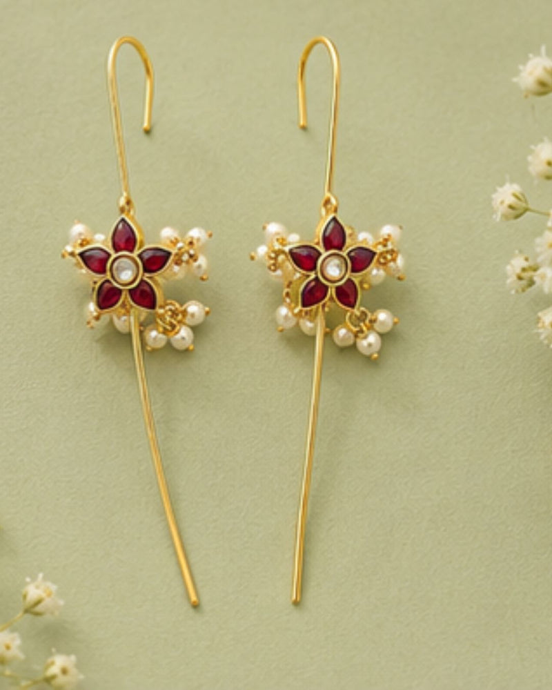 Pushpa Pearl Ear Cuff | Pearl Sui Dhaaga Earrings | 18K Gold Plated Jewellery
