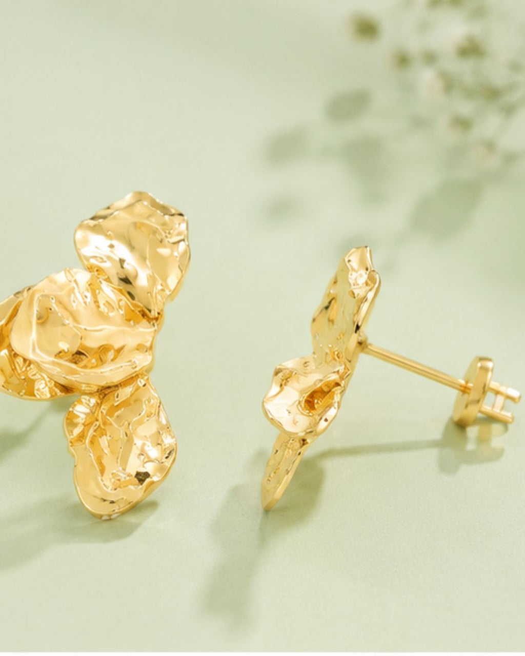 Hammered Floral Statement Earrings | Gold Plated Party Wear Drops & Danglers