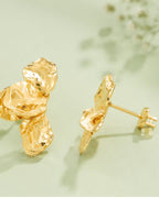 Hammered Floral Statement Earrings | Gold Plated Party Wear Drops & Danglers
