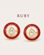 Aarini Convertible Kundan Stud Earrings | Ruby, Emerald & Clear