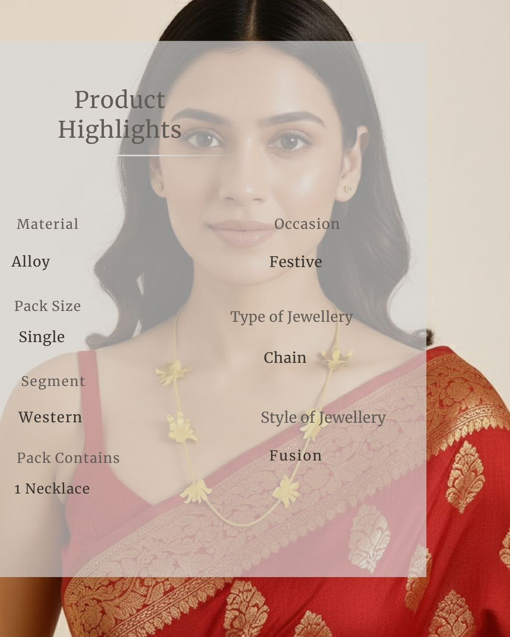 Gold Flora Chain Necklace | 18K Gold Plated Floral Statement Necklace