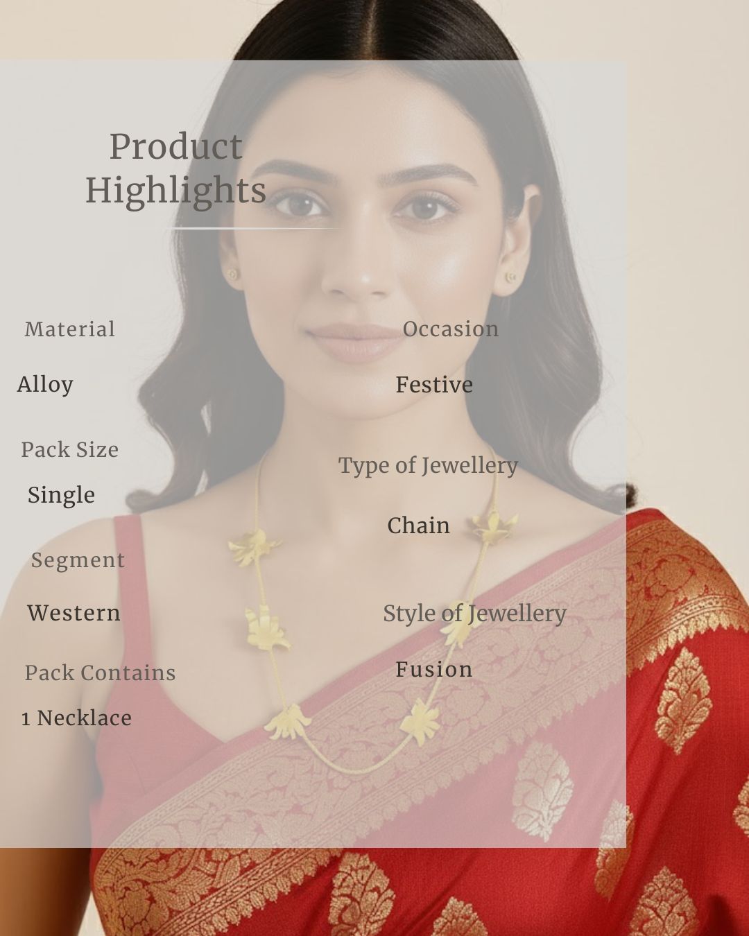 Gold Flora Chain Necklace | 18K Gold Plated Floral Statement Necklace