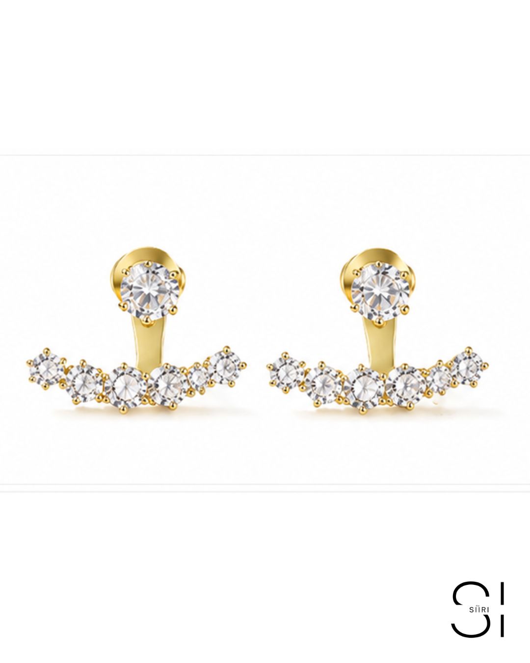 Celeste CZ Ear Jacket Earrings | 18K Gold Plated Cubic Zirconia Stud Earrings