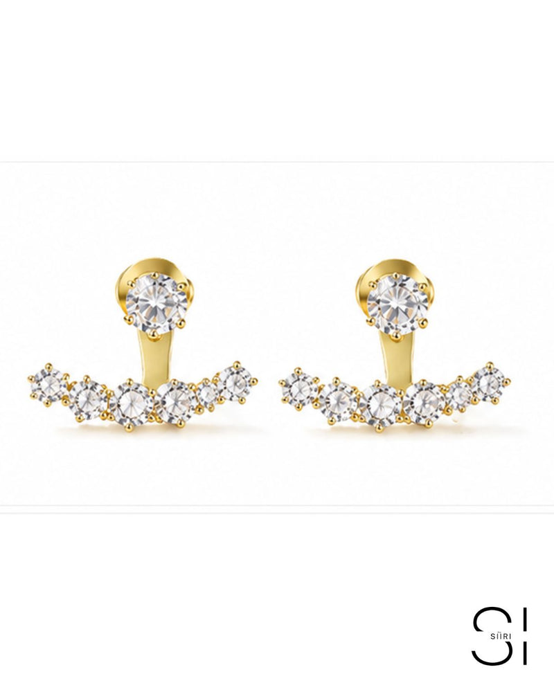 Celeste CZ Ear Jacket Earrings | 18K Gold Plated Cubic Zirconia Stud Earrings