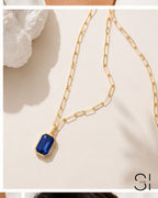 Aurelia Emerald Cut Pendant Necklace | 18K Gold Plated Crystal Pendant Necklace