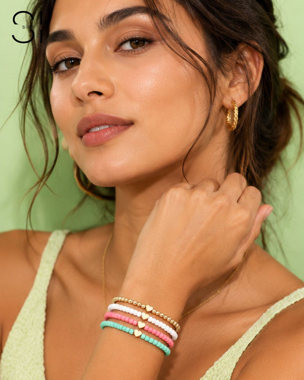 Candy Hearts Bracelet Stack | Set of 4 Colorful Stretch Bracelets for Women