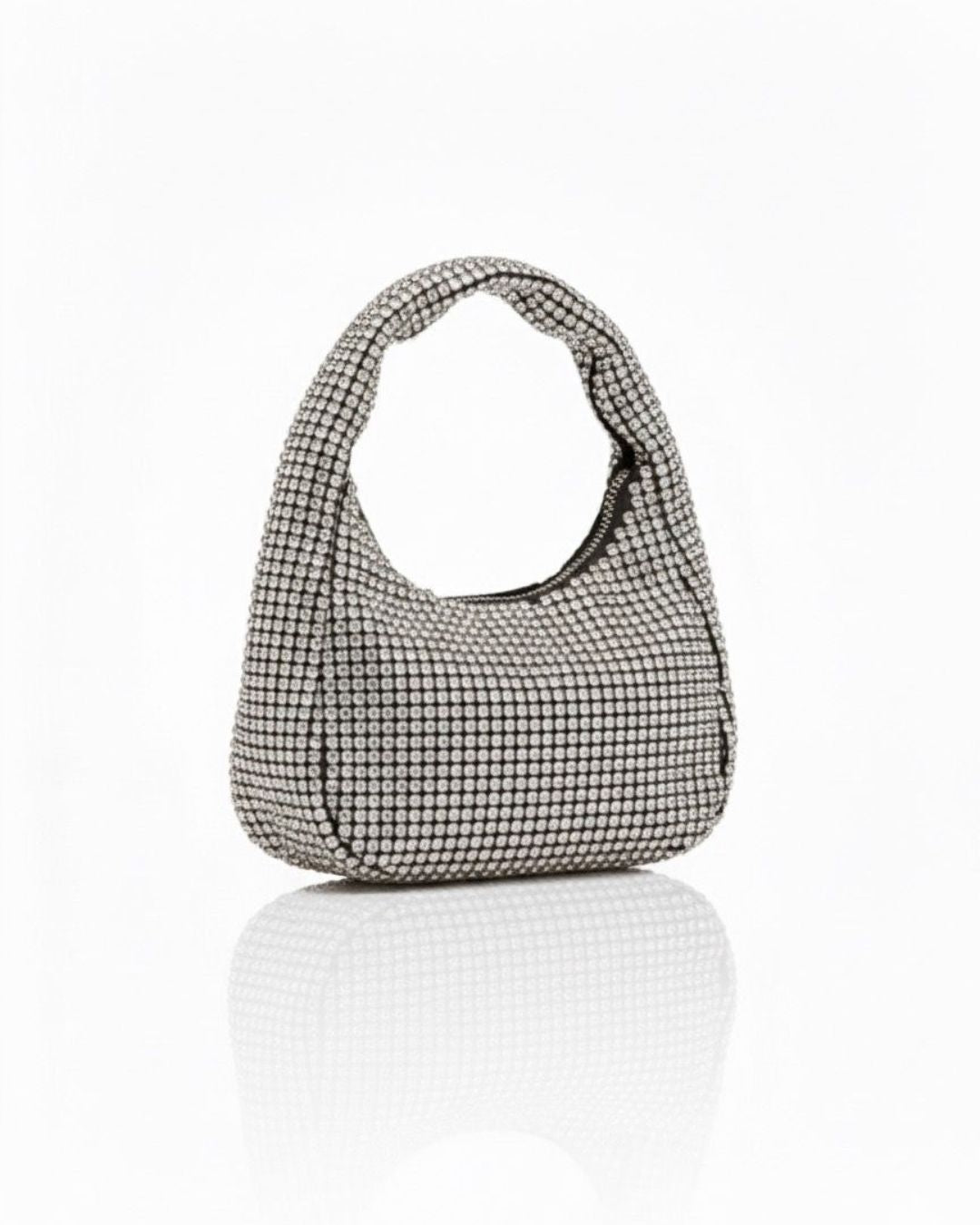 Midnight Crystal Shoulder Bag Rhinestone Mini Hobo Multipurpose Bag