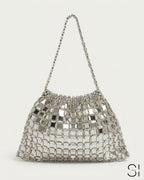 GlamBam Beaded Handbag | Gold & Silver Party Wear Statement Shoulder Bag