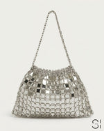 GlamBam Beaded Handbag | Gold & Silver Party Wear Statement Shoulder Bag