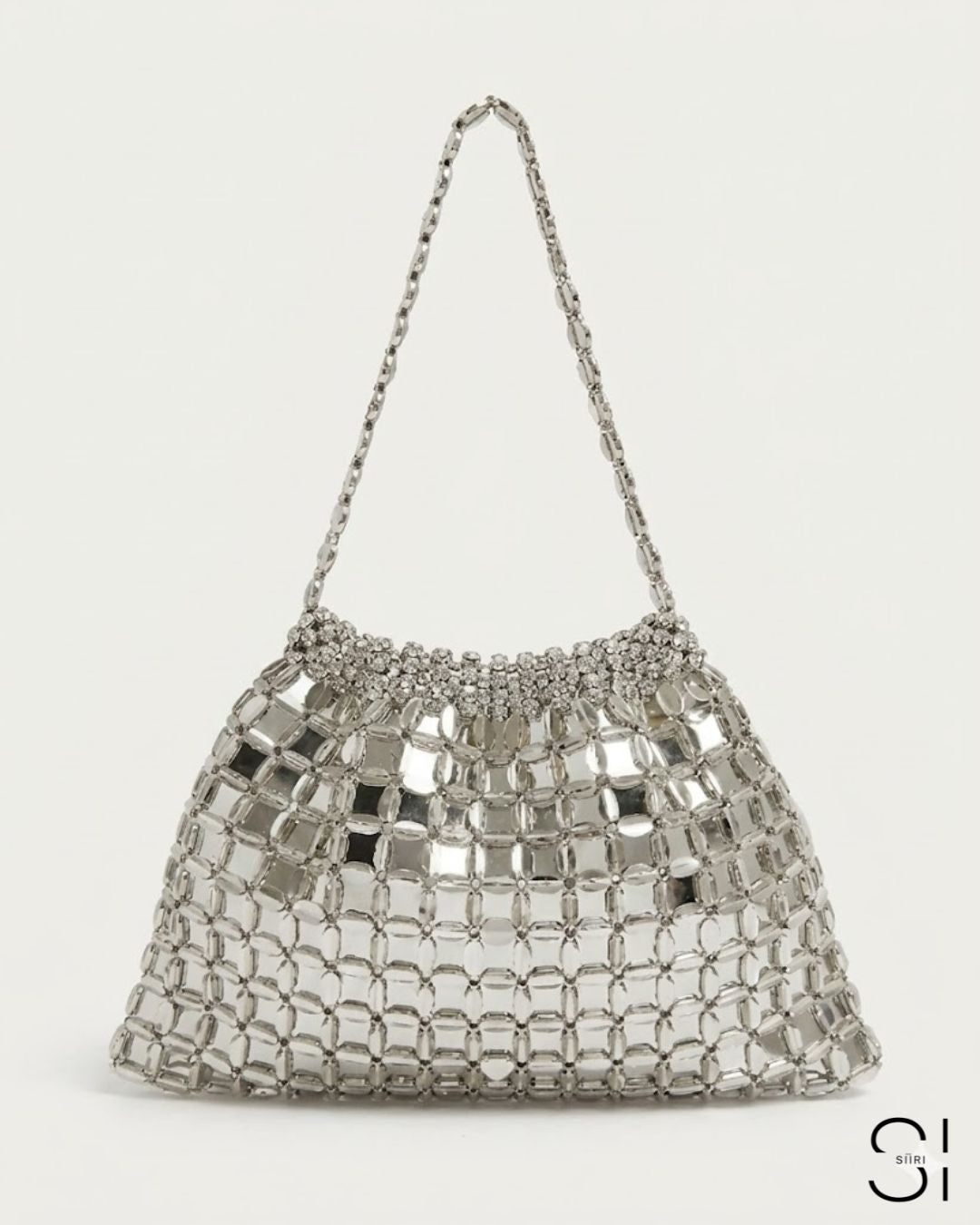 GlamBam Beaded Handbag | Gold & Silver Party Wear Statement Shoulder Bag