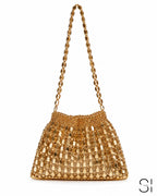 GlamBam Beaded Handbag | Gold & Silver Party Wear Statement Shoulder Bag