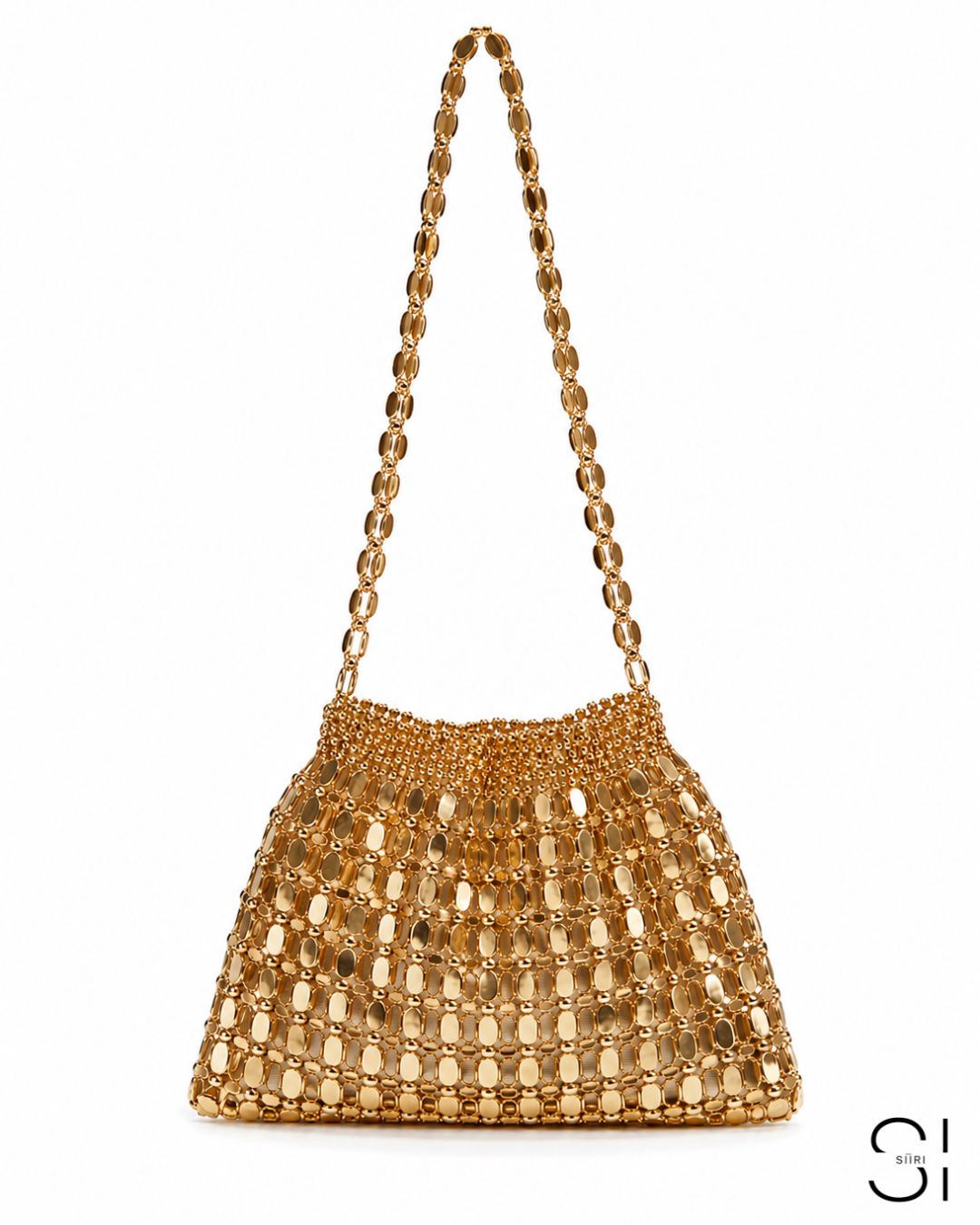 GlamBam Beaded Handbag | Gold & Silver Party Wear Statement Shoulder Bag