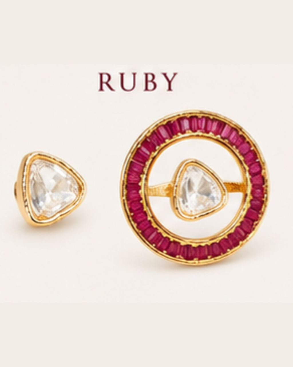 Aarini Convertible Kundan Stud Earrings | Ruby, Emerald & Clear