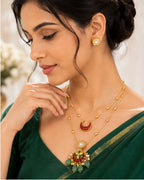 Noor Chand Kundan Necklace & Earrings Set | Women’s Multi-Color Double Layer 18K Gold Plated Festive Jewellery