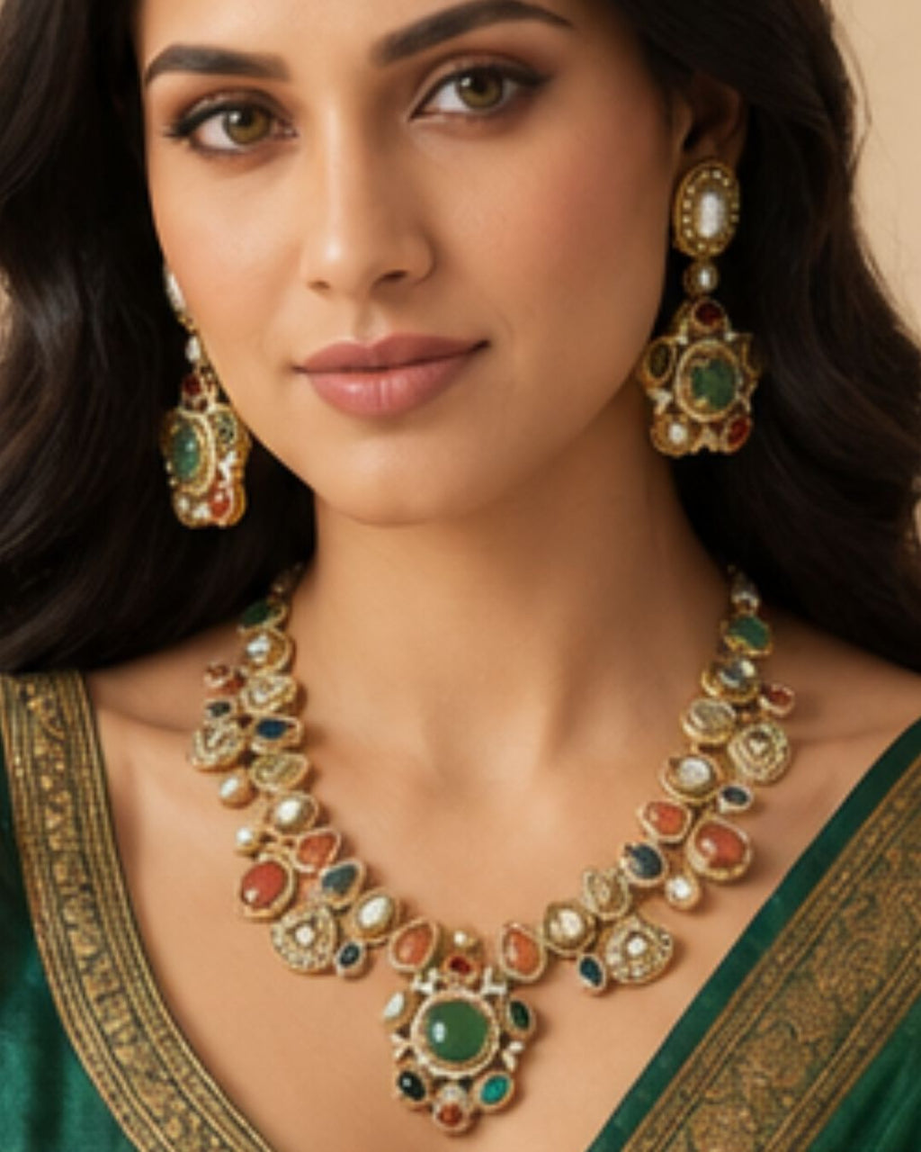 Sabhyaraa Heavy Multicoloured Bridal Designer Set | Royal Indo-Western Wedding Statement Jewellery