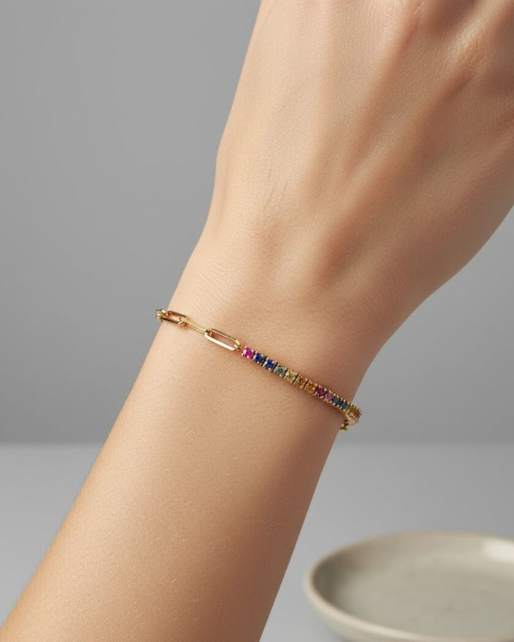 Sterling Silver Cubic Zirconia Tennis Bracelet | 18K Gold Plated Adjustable 925 Silver Bracelet