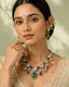 Sabhyaraa Royal Navratna Kundan Bridal Set (Necklace & Earrings) | Heavy 18K Gold Plated Jewellery
