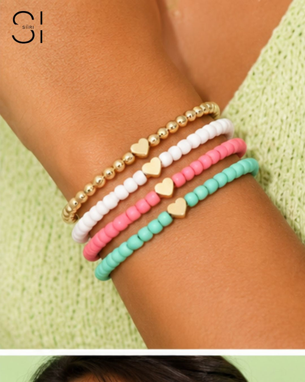 Candy Hearts Bracelet Stack | Set of 4 Colorful Stretch Bracelets for Women