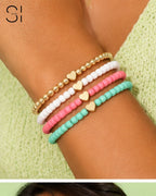 Candy Hearts Bracelet Stack | Set of 4 Colorful Stretch Bracelets for Women