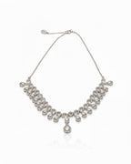 Teardrop Halo CZ Necklace Set | Rhodium-Plated White Stone Cubic Zirconia Diamond-Look Cocktail Jewellery