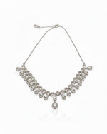 Teardrop Halo CZ Necklace Set | Rhodium-Plated White Stone Cubic Zirconia Diamond-Look Cocktail Jewellery