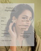 Premium Kundan & Pearl Bugadi Ear Cuffs | Traditional & Festive Jewellery Cubic Zirconia Alloy Cuff Earring, Drops & Danglers