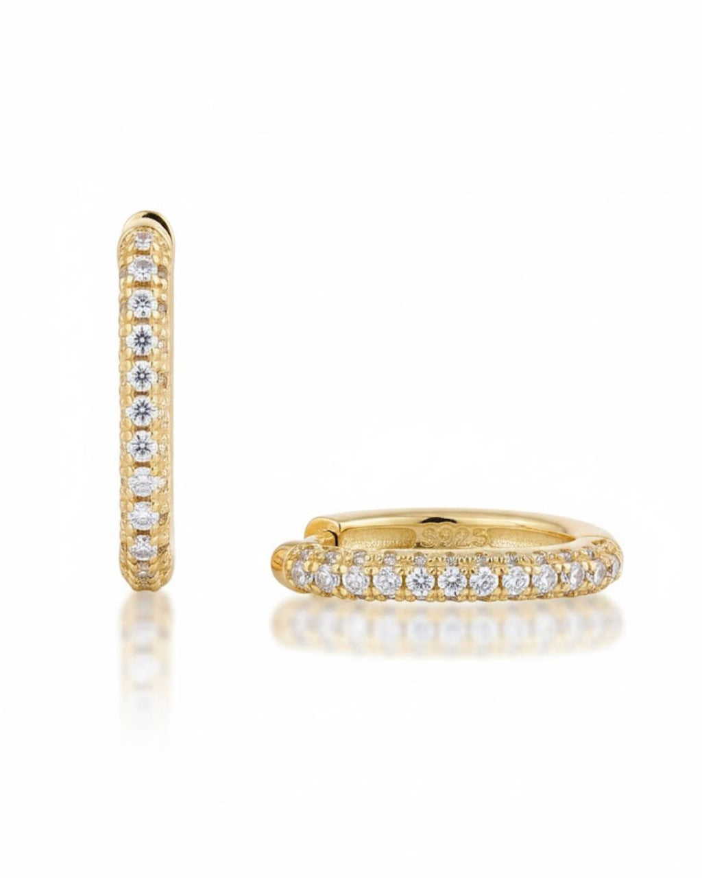 White Green Red Stone Huggie Earrings in 925 Sterling Silver | Minimal Luxe 18K Gold Plated Hoops
