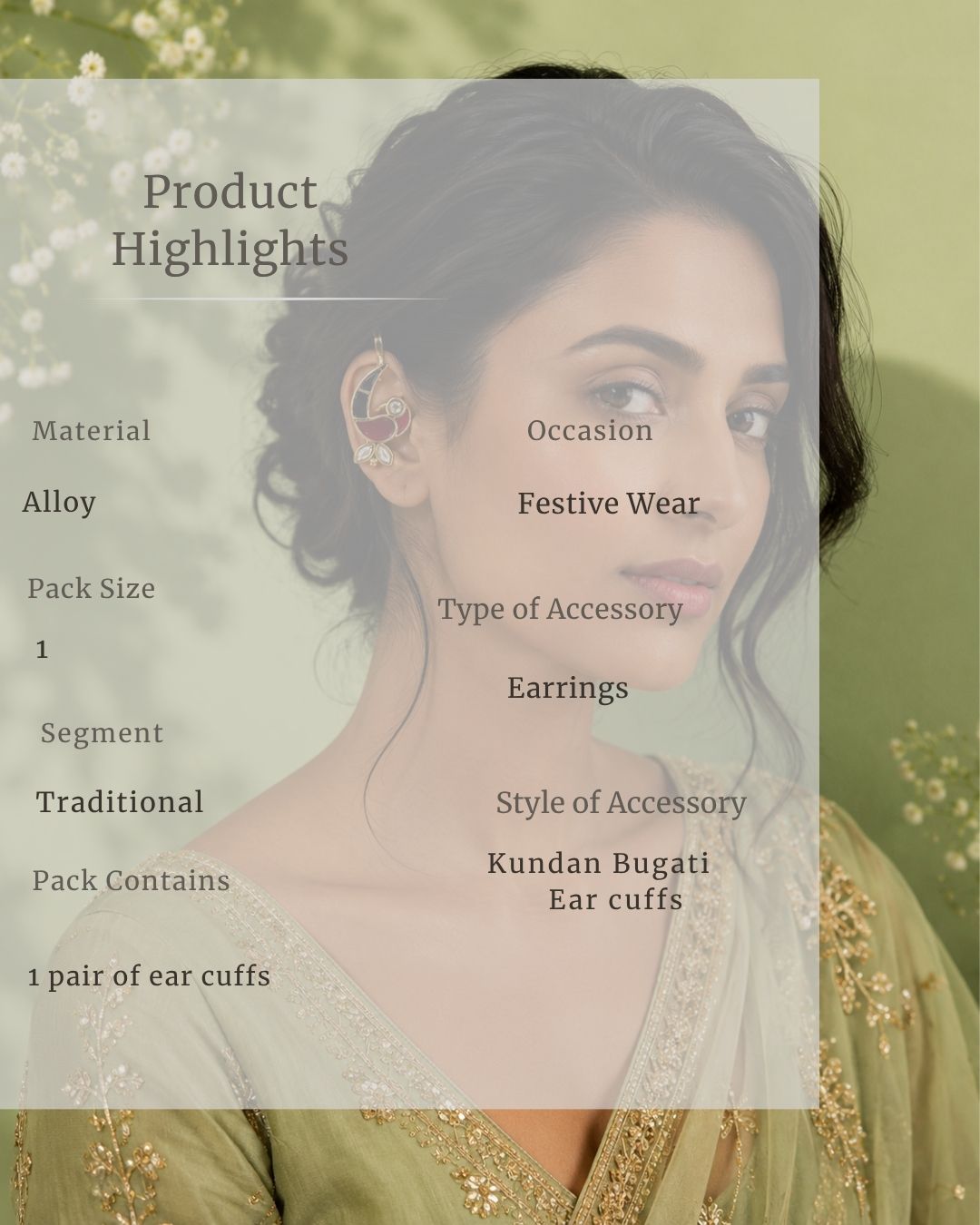 Mayura Enamel Bird Ear Cuff | Minimal Traditional & Festive Jewellery