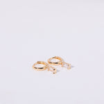 Birthstone Baguette Huggies: 18K Gold Plated