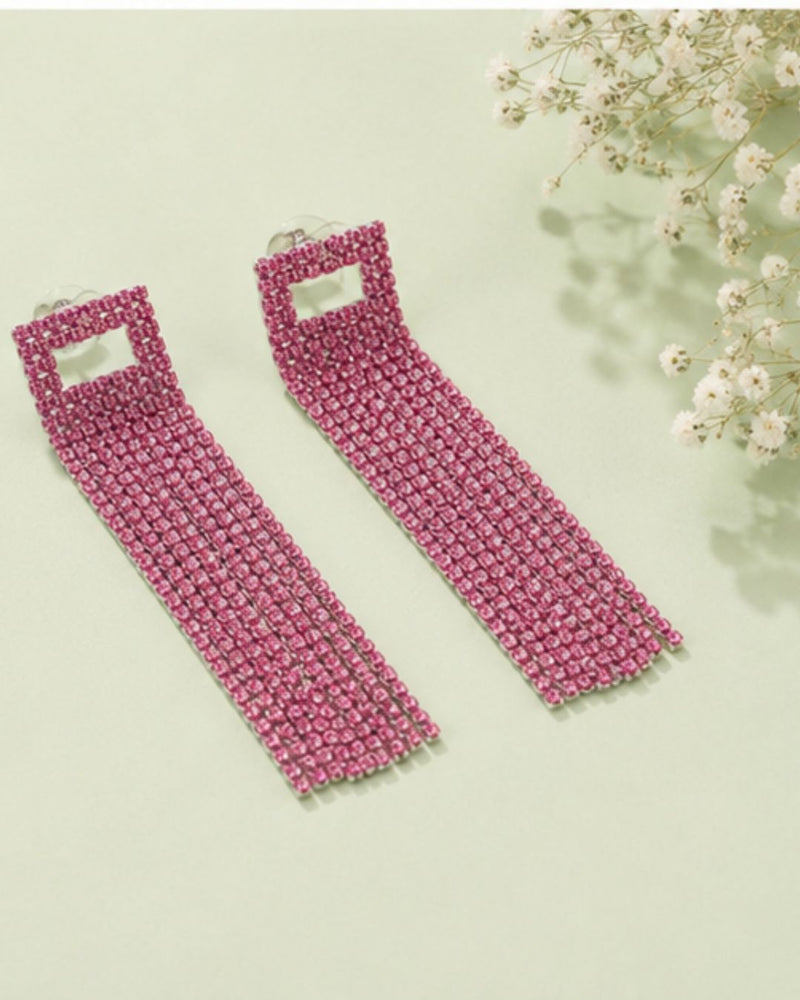 Pink Statement Rhinestone Danglers