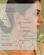 Rajwada Pearl Choker Set | CZ & Gemstone Bridal Necklace Set